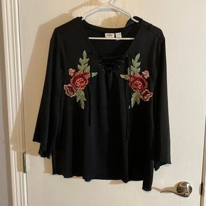 NWOT daytrip by BKE Black Lace Up Blouse